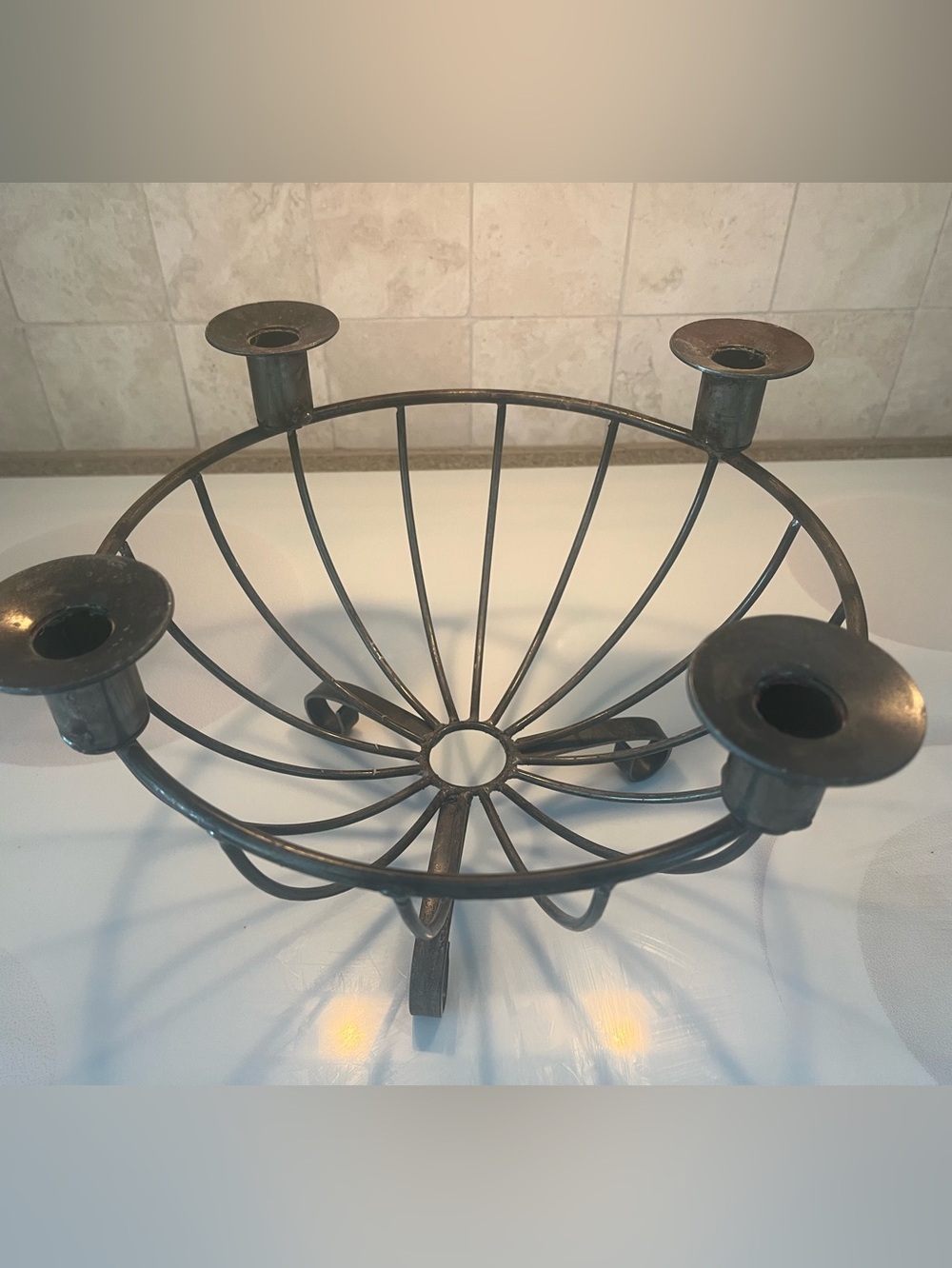 Metal 4-Arm Candle Holder Bowl - Black